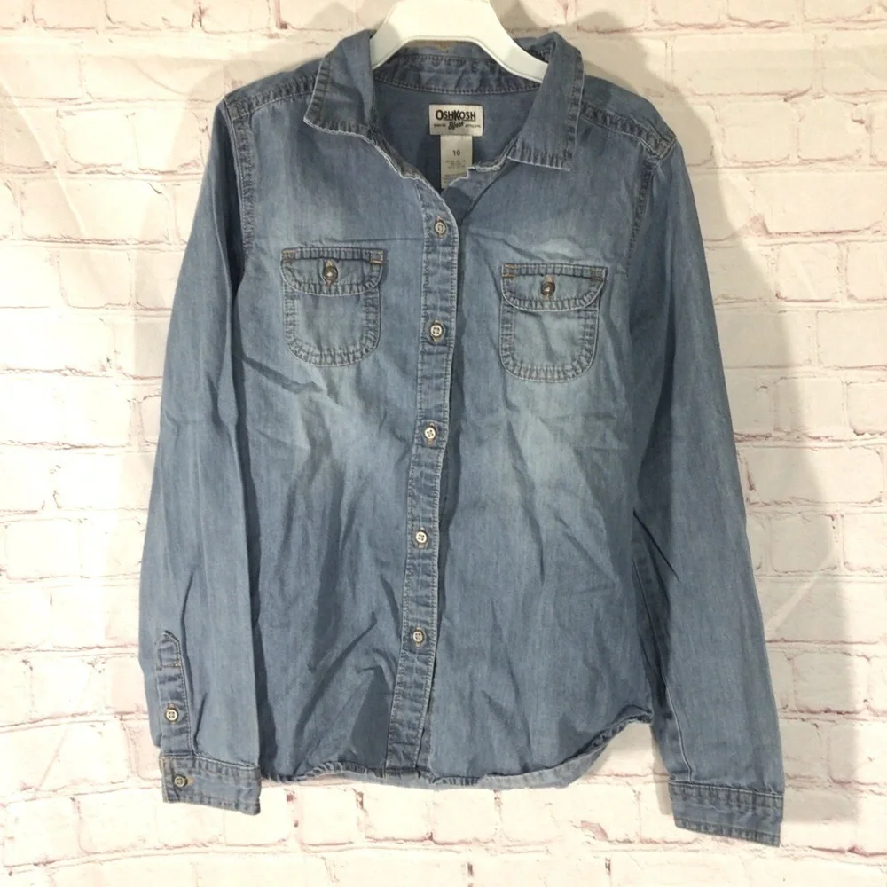 OshKosh B’gosh Blue Denim Button Down Shirt - Size 10